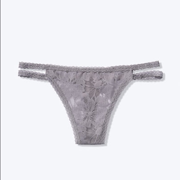 PINK Victoria's Secret Other - PINK Victoria’s Secret Gray Strappy Lace Thong XL